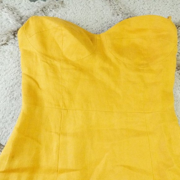 Reformation Midi Dress Womens 6 Mustard Yellow 100% Linen - Picture 3 of 11